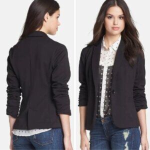 Olivia Moon - One-Button Knit Blazer w/ Ruched Sleeves IM9720E-OM | Small: Black